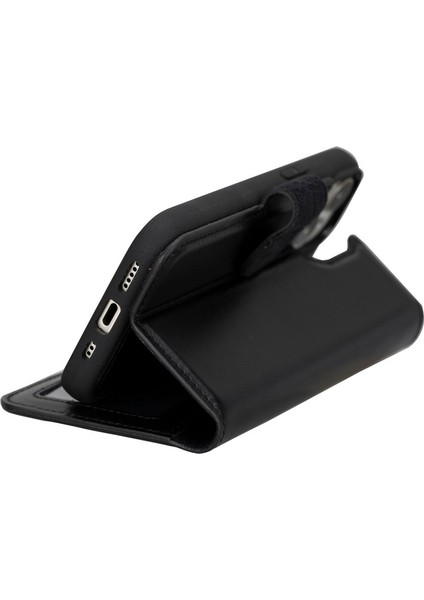 Apple iPhone 15 Uyumlu Deri Cüzdanlı Kılıf Mwwn Rst1 Siyah modelleri