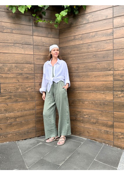 Yeşil Kırışık Müslin Tulum Premium Terletmez Pamuklu fiyatları