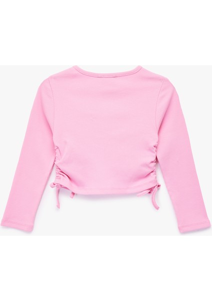 Unicorn Baskılı Uzun Kollu Bisiklet Yaka Ribanalı Crop Tişört fiyatları