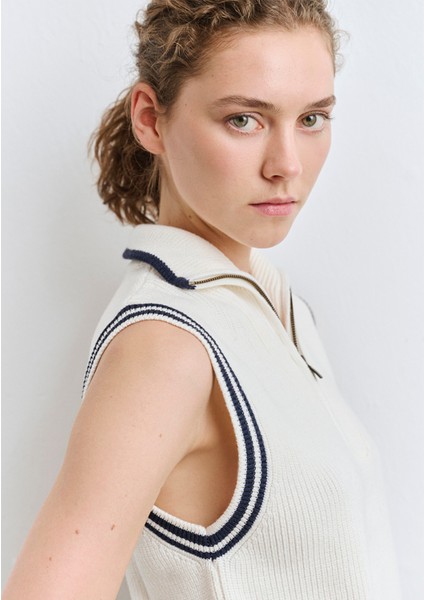 Yarı Fermuarlı Ekru Süveter 1710698-70057 indirimleri