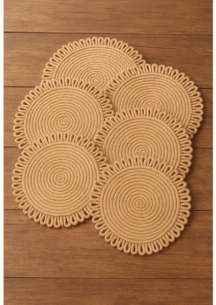 Doğal Hasır Görünümlü Ip Supla Seti (6’lı)