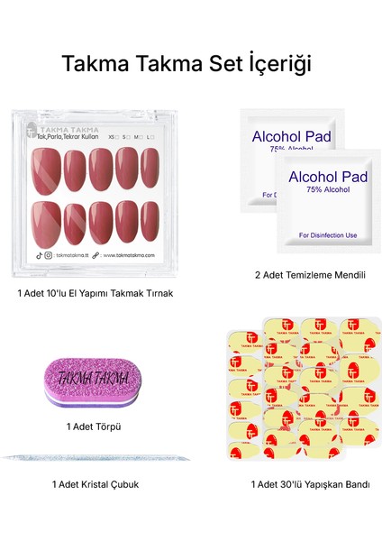 10'lu Mor Kısa Oval TT1227 Tekrar Kullanılabilir El Yapımı Protez Takma Tırnak - Mor-L fiyatları