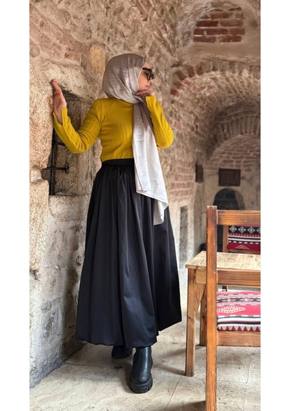 Paraşüt Kumaş Balon Etek Siyah