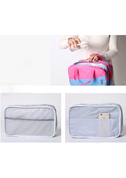 Taşınabilir Su Geçirmez Naylon Seyahat Çantası Giysi Ayakkabı Saklama Spor Yüzme Plaj Çantası - Gül Kırmızısı/mavi (Yurt Dışından) modelleri