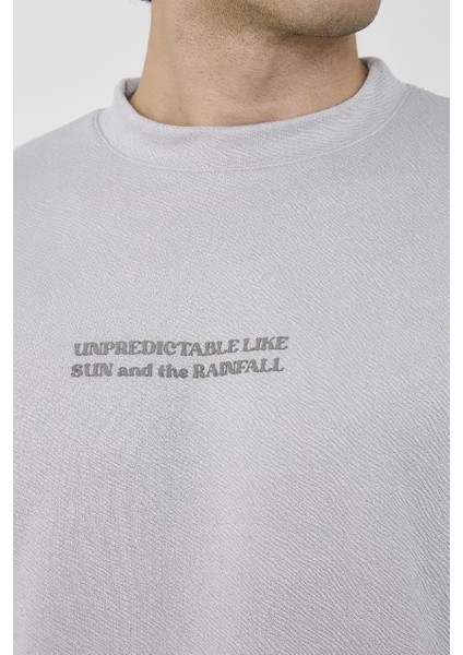 Unisex Bisiklet Yaka Slim Fit T-Shirt- Boyalı Gri fırsatları