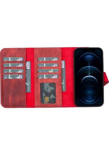Apple iPhone 13 Uyumlu Deri Cüzdanlı Kılıf Santa G4 Kırmızı fiyatları