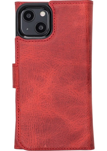 Apple iPhone 13 Uyumlu Deri Cüzdanlı Kılıf Santa G4 Kırmızı fırsatları