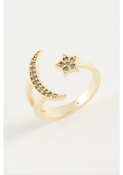 Ay Yıldız Zirkon Taşlı Yüzük