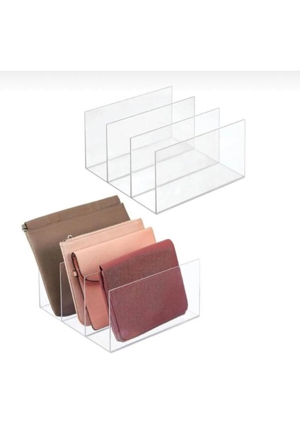 3 Bölmeli Şeffaf Pleksi Çanta-Kitap-Cüzdan Düzenleyici ve Organizer