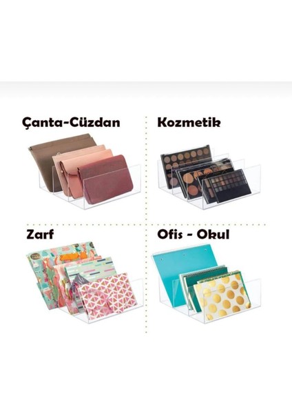3 Bölmeli Şeffaf Pleksi Çanta-Kitap-Cüzdan Düzenleyici ve Organizer fiyatları
