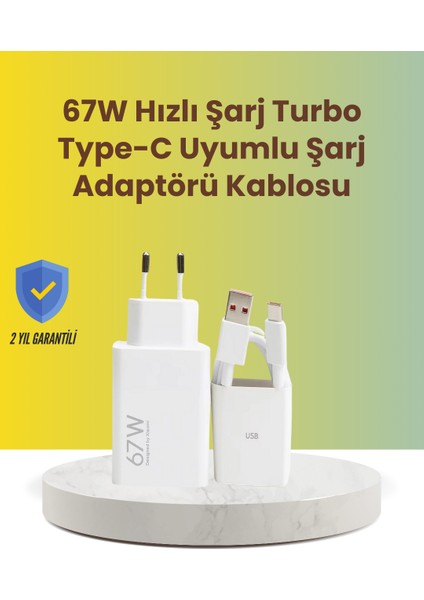 bulurum 67w hızlı şarj adaptörü ve veri aktarım özellikli typec kablo seti