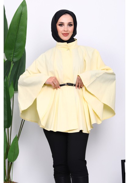Sarı Kemerli Gabardin Panço