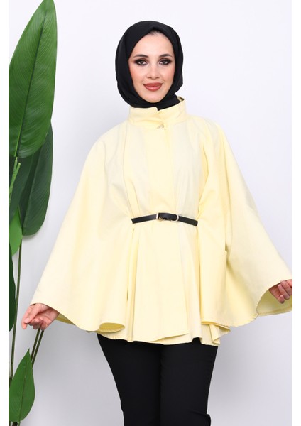 Sarı Kemerli Gabardin Panço modelleri