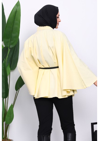 Sarı Kemerli Gabardin Panço fırsatları