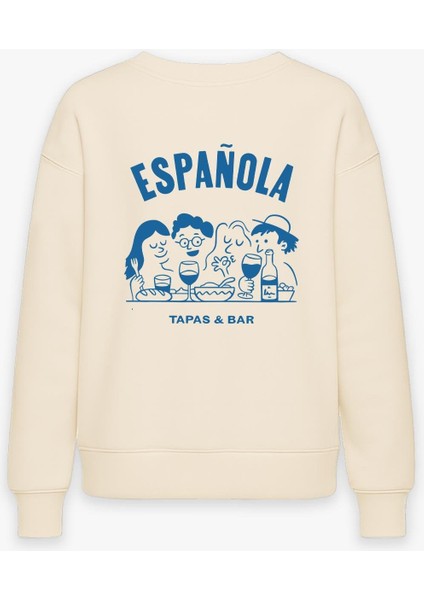 Kadın Sırt Baskılı Içi Şardonlu Oversize Sweatshirt