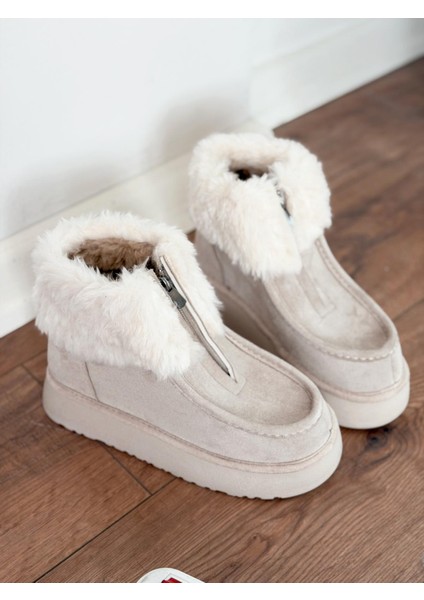 Molira Kadın Içi Tüylü Bot Bej Süet