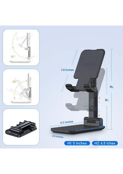 Masa Üstü Tablet Telefon Tutucu Portatif Ayarlanabilir Telefon Standı Akrobat Siyah 1 Yıl Torpido Üs