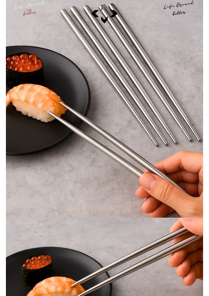 5 Çift Paslanmaz Çelik Yemek Çubuğu Seti – Kaymaz Uçlu, Dayanıklı Chopstick Metal Çubuk Çin Çubuğu modelleri