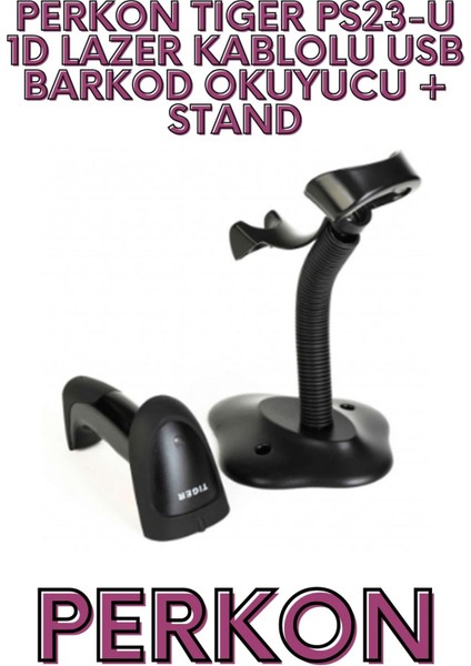Tıger PS23-U 1d Lazer Kablolu USB Barkod Okuyucu + Stand fırsatları