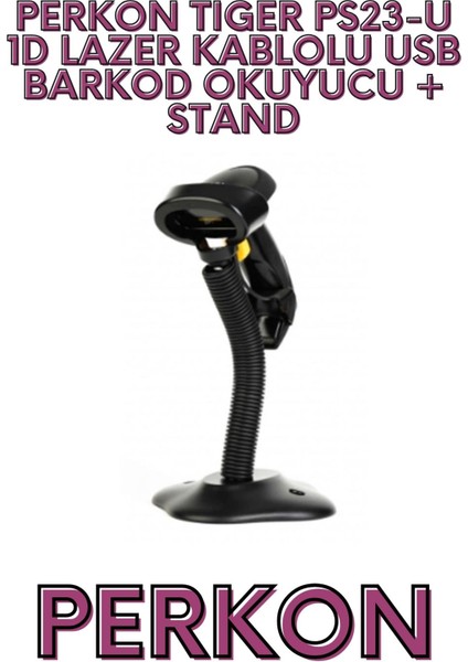 Tıger PS23-U 1d Lazer Kablolu USB Barkod Okuyucu + Stand indirimleri