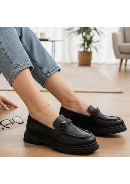 812-L Rahat Taban Günlük Siyah Kadın Laofer Ayakkabı Casual Kadın Ayakkabı Rugan