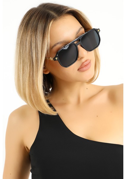 Kadın Siyah Retro UV400 Güneş Gözlüğü Gold Sap WP25-19 C2 indirimleri