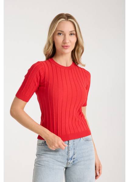 Fit Kesim Çizgili Triko Bluz modelleri