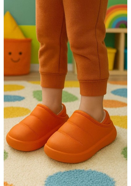 Peluş Içi Yünlü Kışlık Panduf Turuncu Çocuk Ev Terliği fiyatları