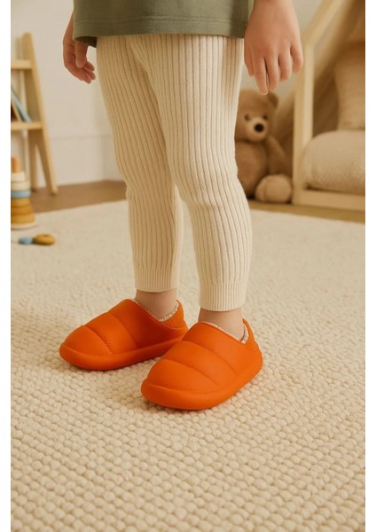 Peluş Içi Yünlü Kışlık Panduf Turuncu Çocuk Ev Terliği modelleri