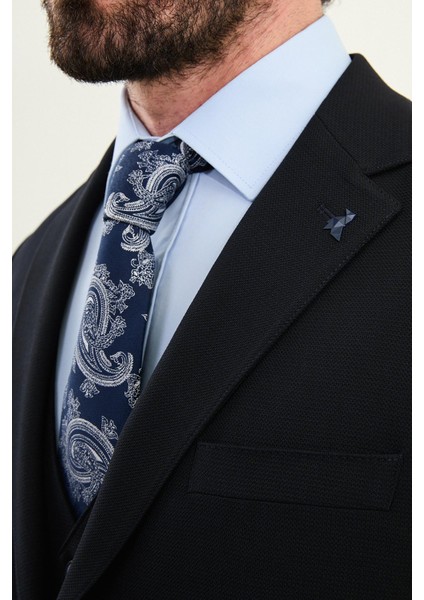 Dokulu Slim Fit Mono Yaka Erkek Takım Elbise fiyatları