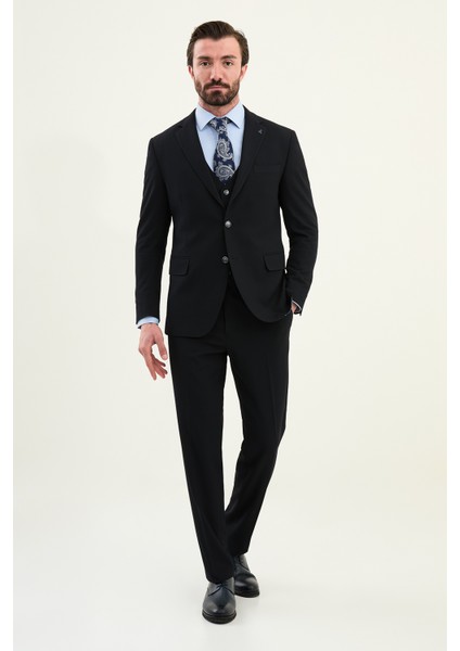 Dokulu Slim Fit Mono Yaka Erkek Takım Elbise modelleri