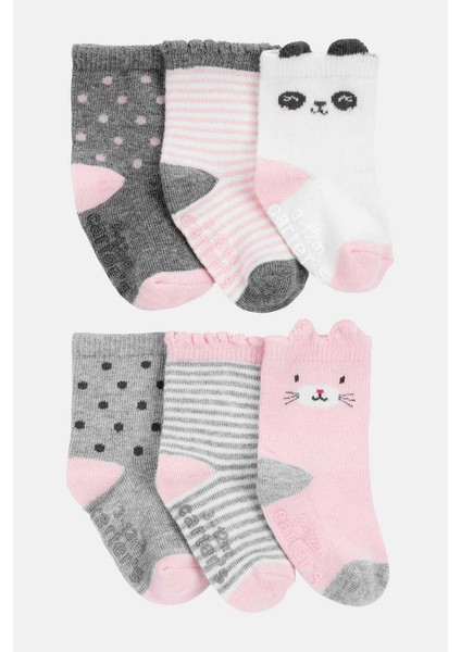 Kız Bebek Desenli 6lı Çorap