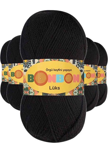 5 Adet Lüks Patik Ipi Yünü Siyah 98206