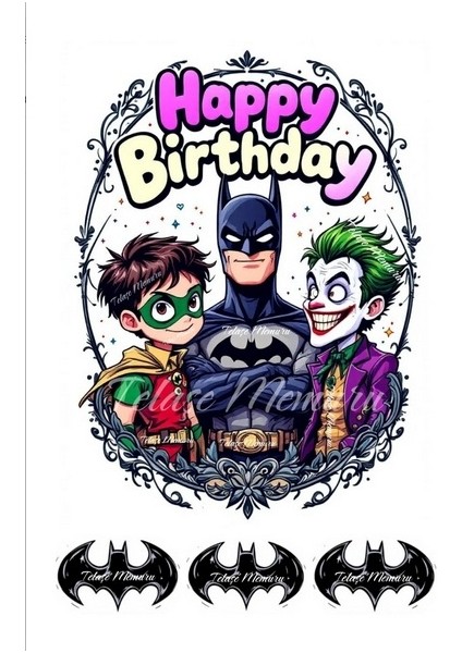 Batman Pasta Süsü - Pasta Resmi ve Baskısı - Batman Doğum Günü Yenilebilir Kağıt Baskı 6