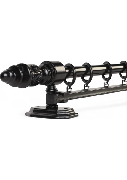 Modern Demonte Başlıklı Tek Raylı Ahşap Rustik Perde Askısı