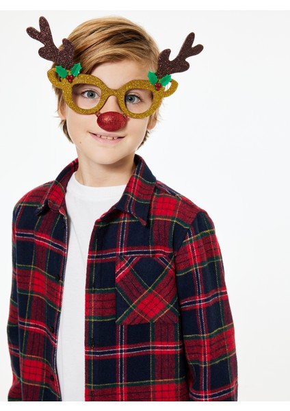 Ekoseli Uzun Kollu Düğmeli Yün Karışımlı Oduncu Gömlek