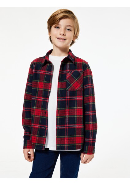 Ekoseli Uzun Kollu Düğmeli Yün Karışımlı Oduncu Gömlek fiyatları