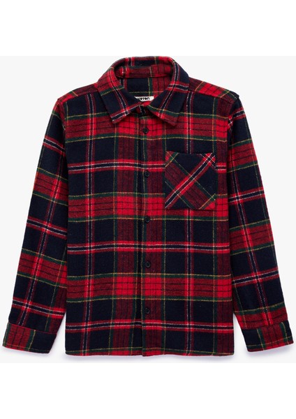 Ekoseli Uzun Kollu Düğmeli Yün Karışımlı Oduncu Gömlek fırsatları