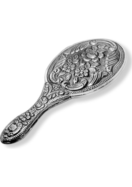 El Işçiliği Motifli Orta Boy Gümüş El Aynası