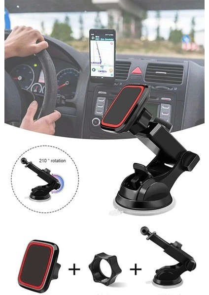 CH110 Mıknatıslı Oynar Başlıklı Vantuzlu Araç Tutucu Beyaz Cam