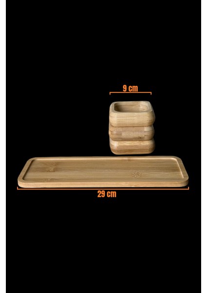 Standlı Bambu Çerezlik, 3'lü Kare Çerezlik, Ikramlık ve Sunumluk Seti Takımı, 9 cm Çap, 1 Set indirimleri
