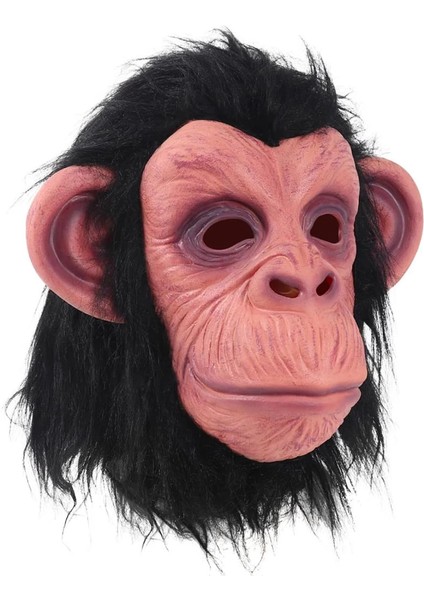 Bfs Siyah Saçlı Kafaya Tam Geçmeli Lateks Şempanze Maskesi - Lateks Maymun Orangutan Goril Maske Et Maske modelleri