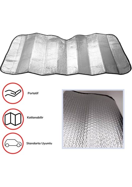 Araba Ön Atamarket-Güneşliği Vantuzlu Alüminyum Katlanabilir Güneşten Koruyucu Güneşlik 130X60 cm fırsatları