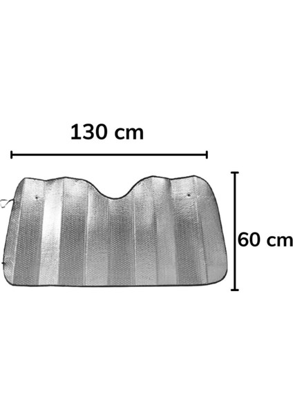 Araba Ön Atamarket-Güneşliği Vantuzlu Alüminyum Katlanabilir Güneşten Koruyucu Güneşlik 130X60 cm