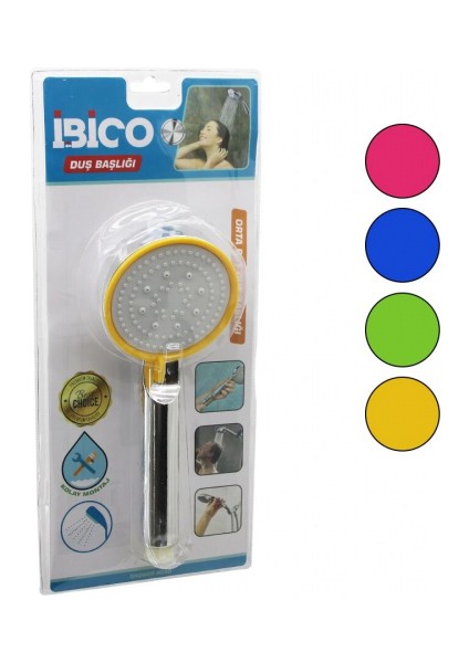 Orta Boy Yuvarlak=8.7cm Duş Başlık Kademeli Vakumlu Krom Gövde-Renk.kenar-Beyaz ZEMİNSAP:14CM (5324)