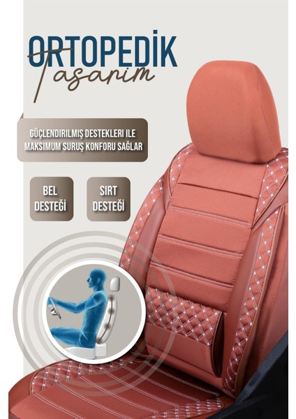 Peugeot 107 Uyumlu Yarı Deri Oto Koltuk Kılıfı Ön/arka Set Neta Seri Tarçın fırsatları