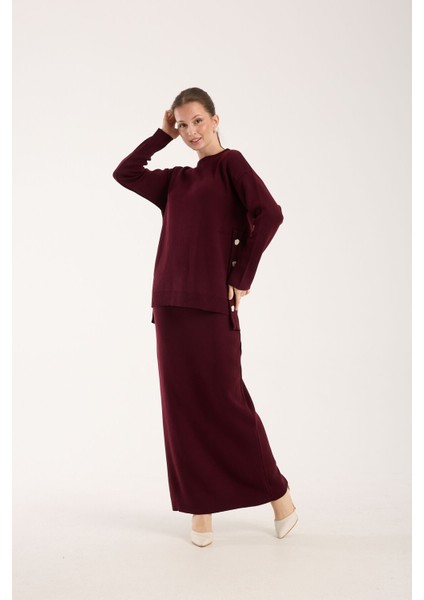 Triko Uzun Etek Bluz Takım Bordo Bordo fiyatları