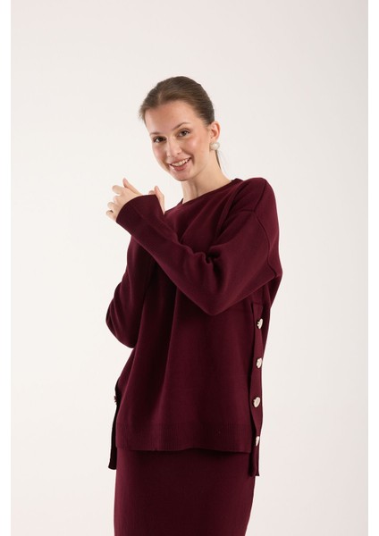 Triko Uzun Etek Bluz Takım Bordo Bordo fırsatları