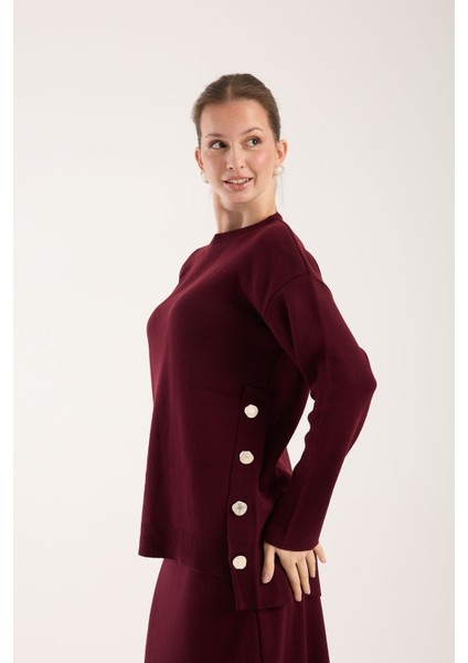 Triko Uzun Etek Bluz Takım Bordo Bordo