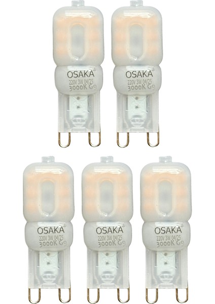 (5 adet) Osaka 3W Sarı Işık (3000K) Buzlu Dim Edilebilir G9 Duylu LED Kapsül Ampul